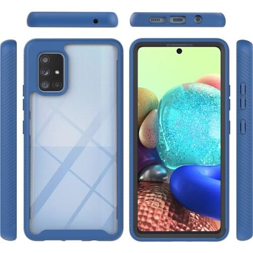 Shock Absorption Bumper + Rugged Clear Back Shell Phone Case for Samsung Galaxy A71 5G Transperant Cover Case