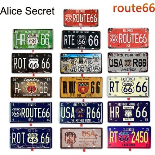 Car No. Metal Plate Vintage USA Decor Route 66 Tin Sign Bar Pub Garage Metal Signs Decorative Metal Art Bar Metal Plaque 15x30cm