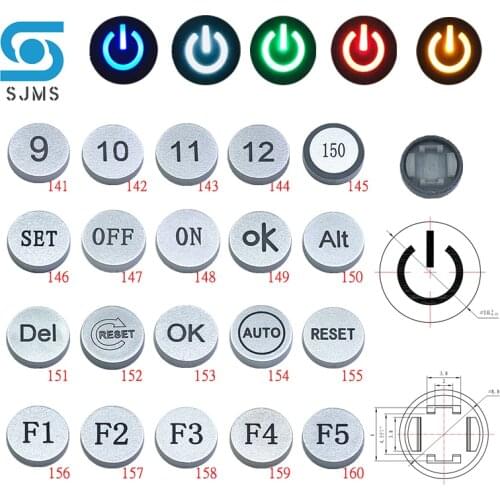 Free Shipping 10pcs/lot C12 0-9 F1-F5 Sample Symbol Icon Switch Cap For 6*6mm Tactile Momentary LED Switch