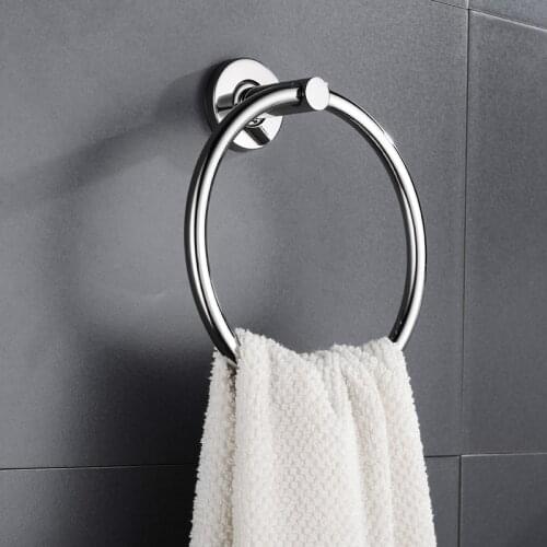 Free Shipping Polished Towel Holder Towel Ring Round Wall Mounted Towel Rack Towel Shelf Stainless Steel Bathroom Accessories