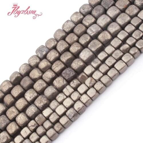 6-7,7-8mm Rectangle Pyrite Silvers Gray Loose Beads Natural Stone Beads For DIY Necklace Bracelets Woman Jewelry Making Str 15"