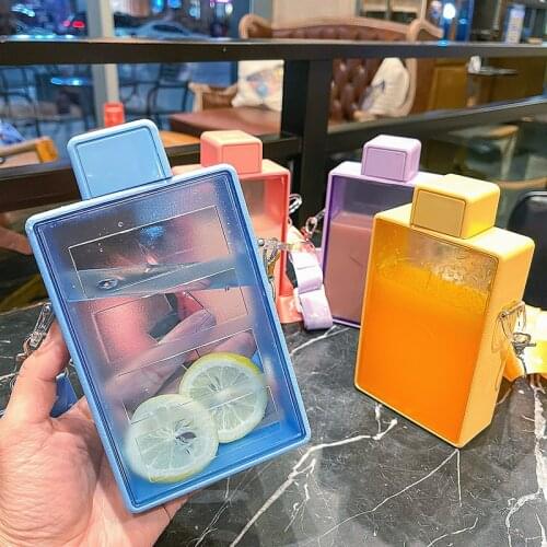 New Square Plastic Water Bottle With Straw Summer Flat Sport BPA Free Brief Portable Travel Bicycle Juice Milk Drinking Bottles