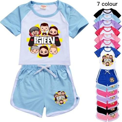 FGTEEV Costumes for Kids Clothing for Girls Thanksgiving Outfits for Girl Boy Summer T Shirt Shorts Sports Suit Teenage Tops Set