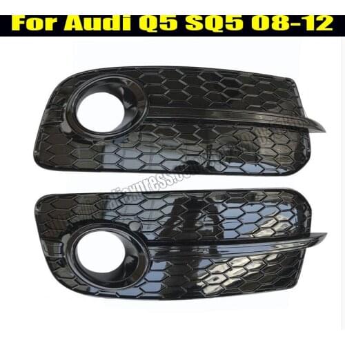 For AUDI Q5 2009 09 2010 10 2011 11 2012 12 SQ5 style Front Bumper Fog Outer honeycomb Grille Black Silver chrome trim