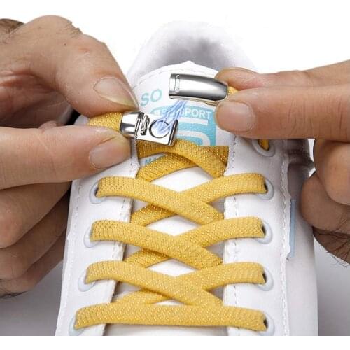 18 Colors Elastic Shoelace Lock Lazy Laces Shoes Adult Children Universal No Tie Shoelaces Magnetic Metal Flat Suitable for All