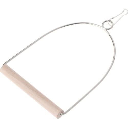 Natural Wooden Birds Perch Parrots Hanging Swing Cage Toys Stand Holder Pendant