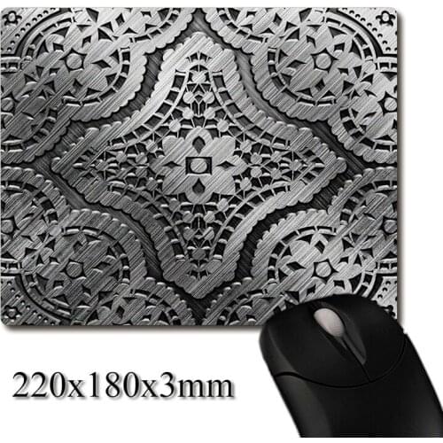 Imitation metal hollow patter printed Heavy weaving anti-slip rubber pad office mouse pad Coaster Party favor gifts 220x180x3mm