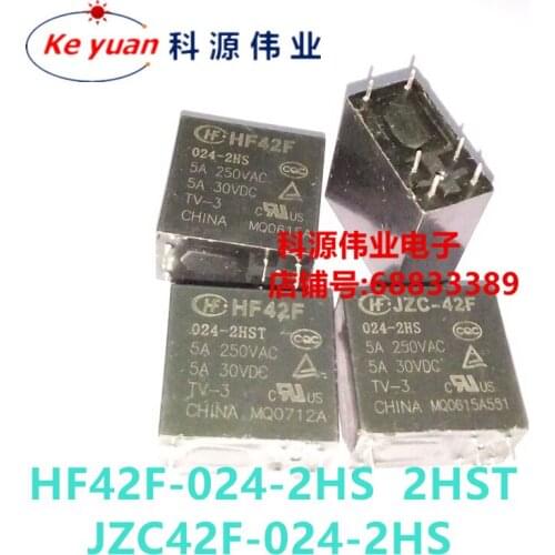 JZC- HF42F-024-2HS 2HST 24VDC 5A 6PIN Relay