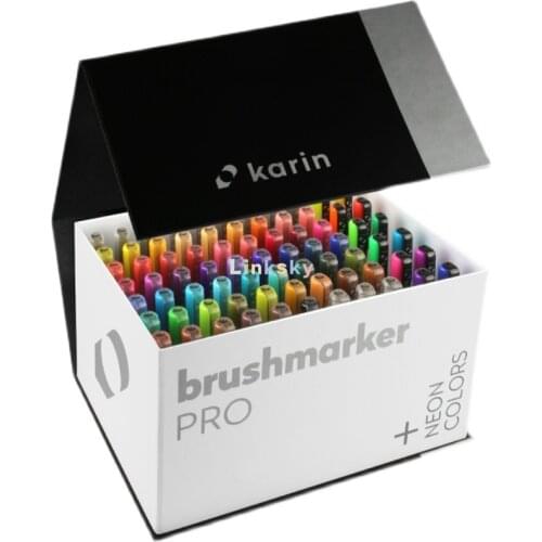 KARIN Brushmarker PRO Mega Box Plus 72 colours + 3 blenders set,Non-toxic paints, Intense colour,Art supplies