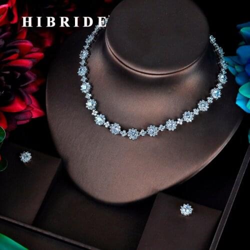 HIBRIDE Luxury CZ Bridesmaid Accessories Jewelry Sets For Women Necklace Earrings Bijoux Set Pendientes Mujer Moda 2018 N-598