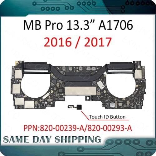 Full Tested A1706 Motherboard 820-00239-A 820-00923-A for MacBook Pro 13" A1706 Logic Board Late 2016 Mid 2017