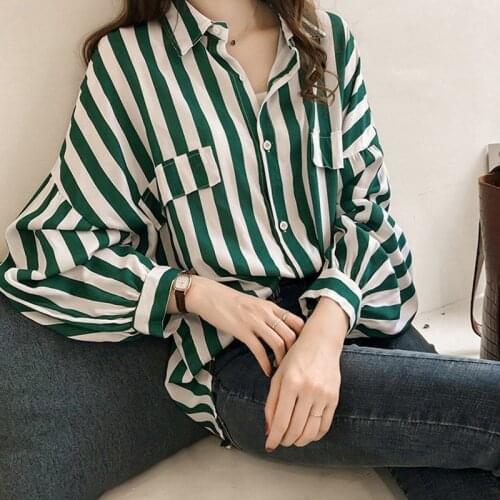 Fashion Women Striped Blouses 2020 Elegant Blouse Female Loose Casual Blouse Shirt Long Sleeve women Shirts Plus Size Woman Tops