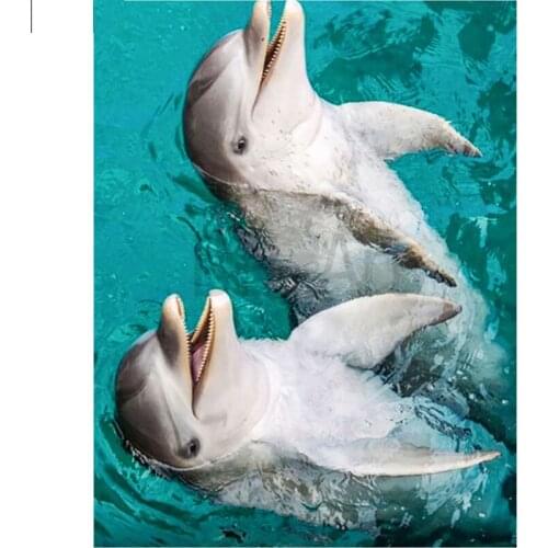 SenyuArt Full Round Square Drill Diamond Painting Picture Animals Dolphin DIY Embroidery Mosaic Cross Stitch Kit Home Decoration
