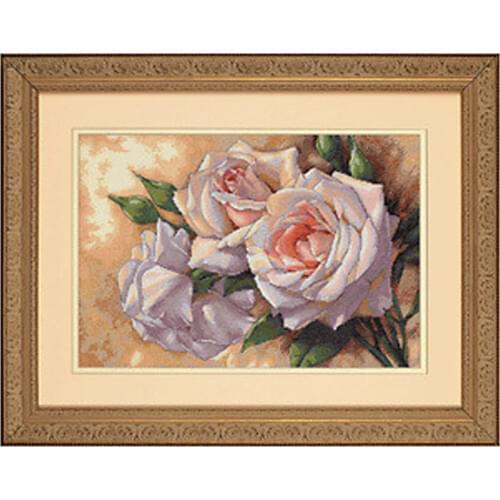 Gold Collection Lovely Counted Cross Stitch Kit White Roses Rose Flower Flowers dim 35247