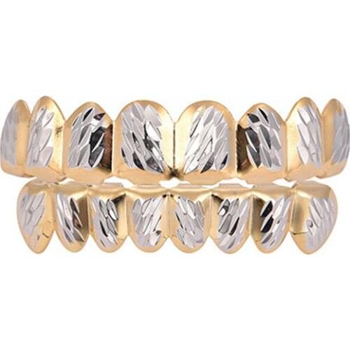 Hip Hop Gold Teeth Grillz Set Top Bottom Tooth Grills Dental Mouth Punk Teeth Caps Cosplay Party Rapper Jewelry New 2021 Hot New
