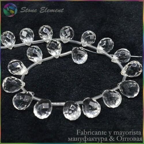 Natural Quartz / Smoky Quartz Faceted Teardrop / Tear Drop Beads with Horizontal Hole 12x16mm