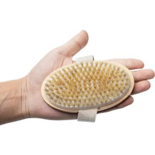 Natural Bristle Bath Brush Exfoliating Wooden Body Massage Shower Brush SPA Woman Man Skin Care Dry Body Brush