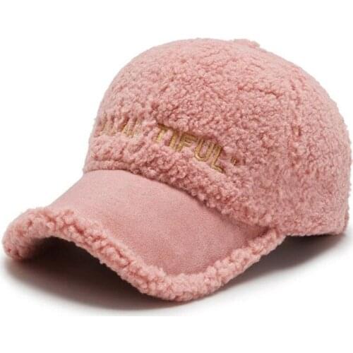2020 New Winter Womens Cute Plush Hat Baseball Caps For Women Adjustable Size Trendy Teddy Velvet Hats Girl Fluff Lamb Wool Cap