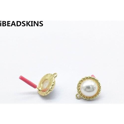 New arrival! 18x15mm Imitation pearls Round Earrings Stud for Jewelry Earrings parts,hand Made Earrings Findings Jewelry DIY