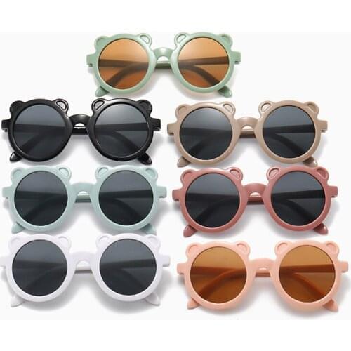 New Cartoon Lovely Kids Sunglasses Bear Shape Frame Girls Children Sun Glasses Round Street Beat Baby Boy Eyeglasses Cute Shades
