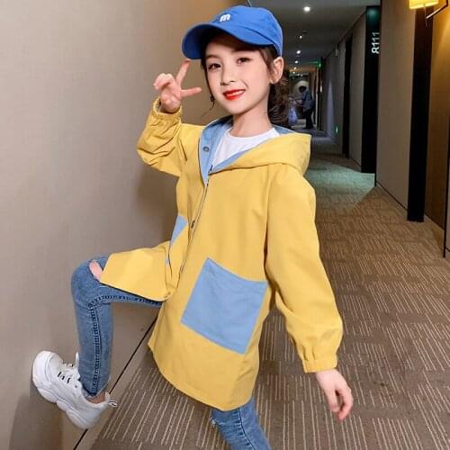Girls autumn new windbreaker Girls fashion long coat Girls casual windbreaker Girls 2020 fashion new coat