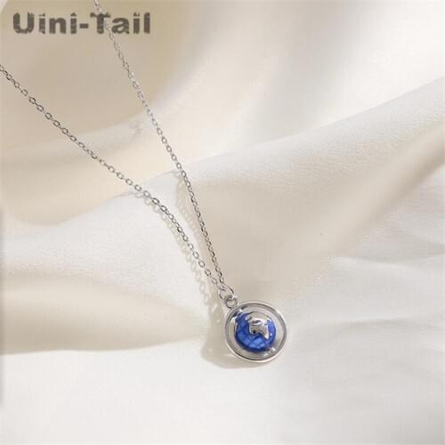 Uini-Tail hot sale new 925 silver globe planet necklace simple fashion trend wild niche design high quality jewelry ED776