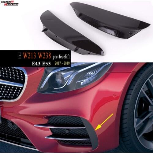 Gloss Black PP Plastic Front Canards for E Class W213 S213 C238 A238 W238 Sports Trim