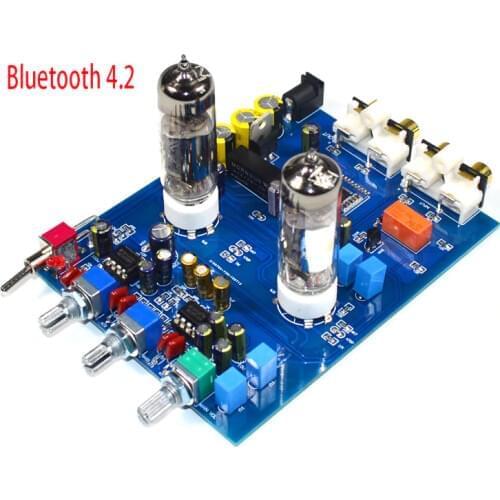 KYYSLB Original NE5532 DC12V2A 4.2 Bluetooth HIFI Preamp 6J5 Home Audio Tube Amplifier Fever Bile Preamp Tone Board 470UF/25V