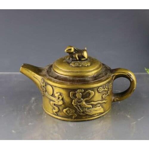 Rare Old QingDynasty Copper longevity pot ,Brass teapot#2,hand carving crafts,best collection&adornment,free shipping
