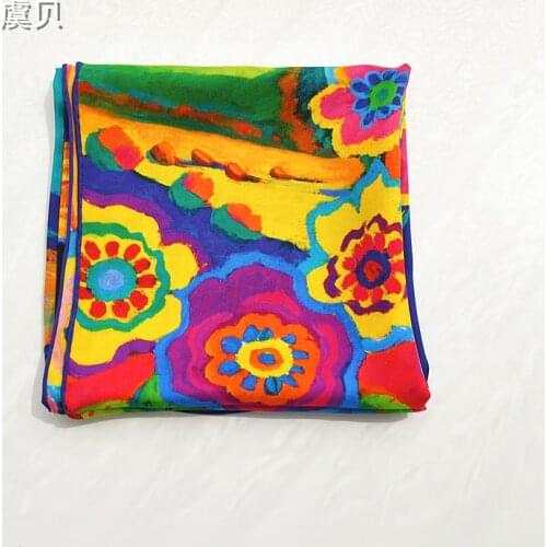 Colorful printed natural silk scarf for women 100% real silk soft high quality big square wrap bandana shawl gift for lady girl