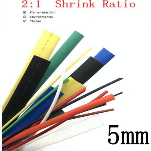 Heat Shrink Tube 5mm Diameter Insulated Polyolefin 2:1 Shrinkage Ratio Wire Wrap Connector Line Repair 600V Cable Sleeve