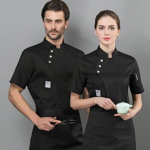 Unisex Chef Uniform Summer Autumn Chef Restaurant Jacket Short-Sleeved Jacket Mens Waiter Multicolor Stand-Up Collar Uniform
