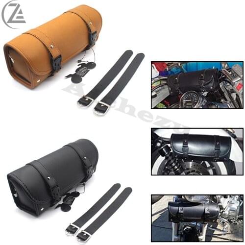 ACZ Motorcycle Universal Saddle Bags Leather Luggage Bag Storage Tool Pouch For Harley Sportster XL 1200 883 Honda Yamaha Suzuki