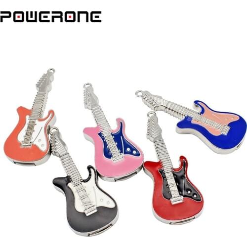 POWERONE metal Rock guitars electric guitar shape USB Flash Drive musicial pendrive pendriver memory stick 4gb 16GB 32GB 64GB