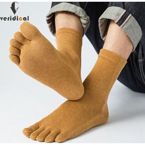 VERIDICAL Man Five Finger Short Socks Cotton Candy Color Fashions Business Casual Breathable Happy Socks With Toes EU 38-44