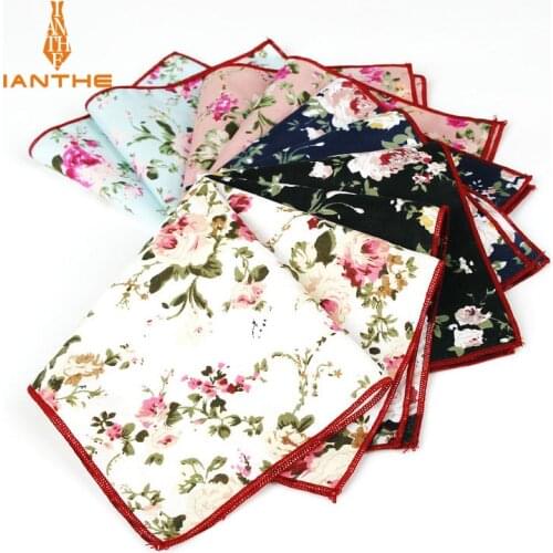 Vintage Styles Brand New Handkerchief Floral Printed Pocket Square Wedding Party Suits Hankies For Men Pocket Towel Hanky