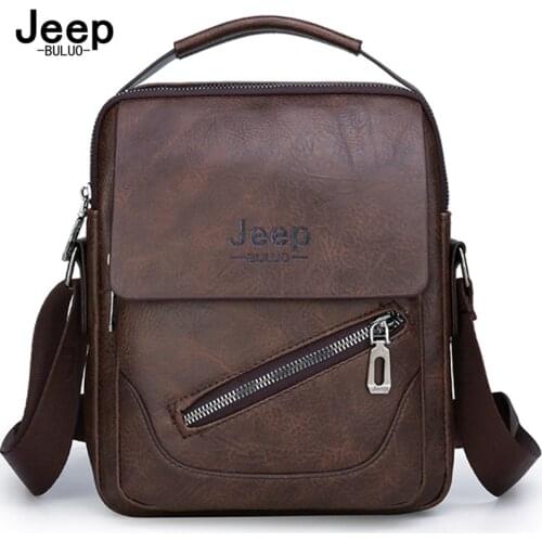 JEEP BULUO Waterproof Travel Bags For Men Messenger Bag Split Leather Shoulder Bags Male Handbags Quality Mens Bag Crossbody