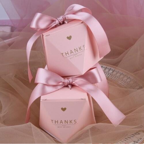 High Quality Diamond Boxes Candy Gift Chocolate Baby Shower Paper Package for Halloween Party with Ribbon Gifts Box 20/50PC set