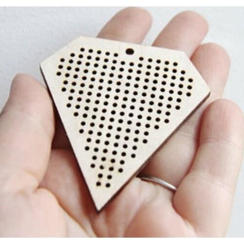 Blanks wood material cross stitch charms pendant