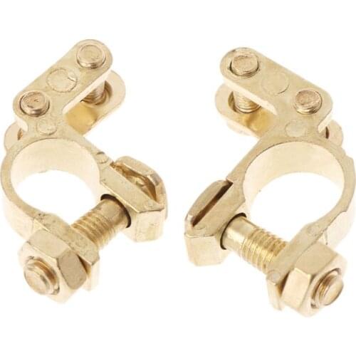 N84F 2Pcs Durable Replacement Auto Car Battery Terminal Clamp Clips Brass Connector