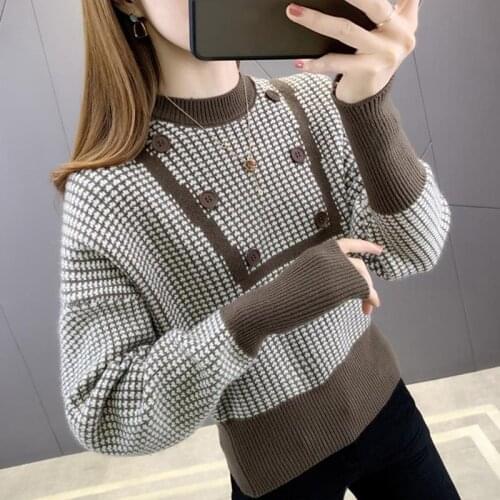 Woman Sweaters Chandails Womens round-Neck High Waist Slim-Fit Sweater Short Sweater