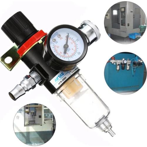 1/4 Air Compressor Filter Water Separator Trap Tools Kit With Regulator AFR-2000