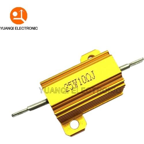 1PCS 10W 25W Aluminum Power Metal Shell Case Wirewound Resistor 0.01 ~ 30K 0.1 1 2 3 4 5 6 8 10 20 25 100 150 1K 10K ohm RX24