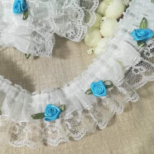 1Yards 90CM High Quality Lace Fabric Flower Ribbon 4.8cm Rose Lace Fabric Collar Guipure Sewing Laces Trim crafting dentelle V2