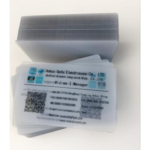 10pcs For Epson or Canon inkjet printers Printable inkjet transparent plastic blank pvc card name card business card