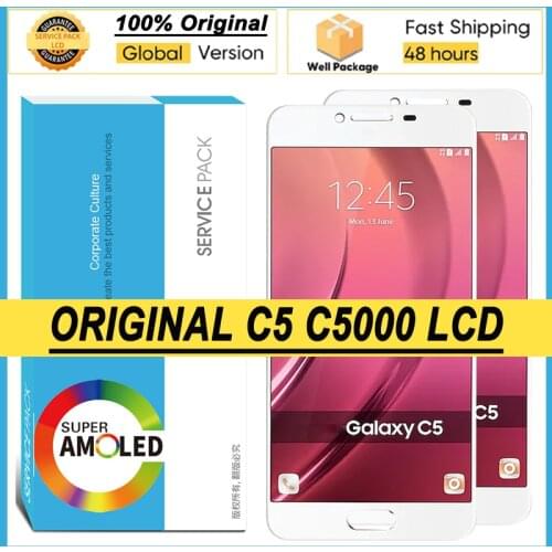100% Original Amoled 5.2'' Display for Samsung Galaxy C5 C5000 SM-C5000 Full LCD Touch Screen Digitizer Assembly Repair Parts