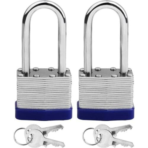 2 Pack Padlocks with Keys Shackle Padlocks Long Lock Heavy Duty Key Padlock Weatherproof Locks for Garden Shed Garage Retail