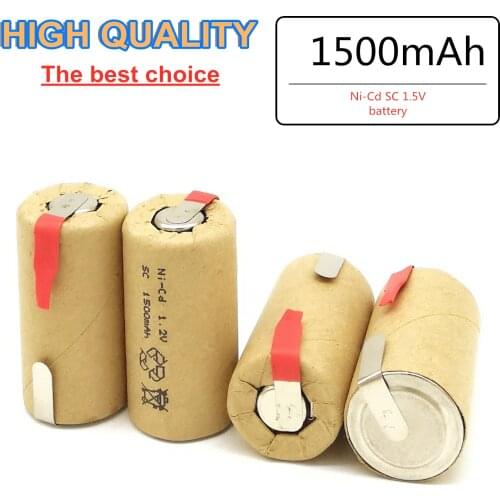 18PCS High quality battery, rechargeable battery, SC NI-Cd 1.2V 1500mah battery with tab forLED electric tools