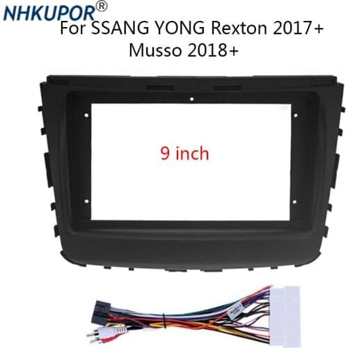 Android Head Unit Double Din Car Radio Frame Kit For SSANG YONG Rexton / Musso Auto Stereo Multimedia Player Dash Panel+Cable