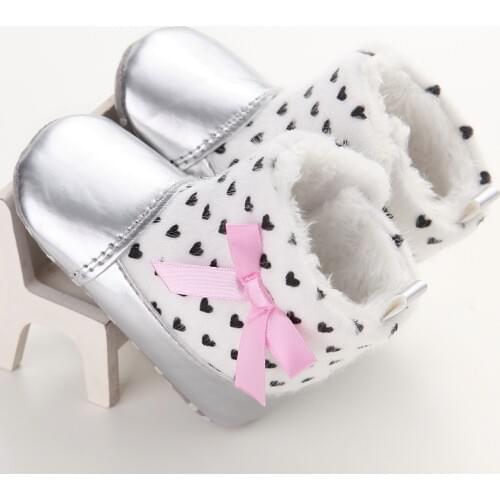 Cute Leopard Bow Baby Winter Love Shoes Moccasin Toddler Boy Girl Boots Newborn Non-slip Soft Sole Boots First Walkers Booties
